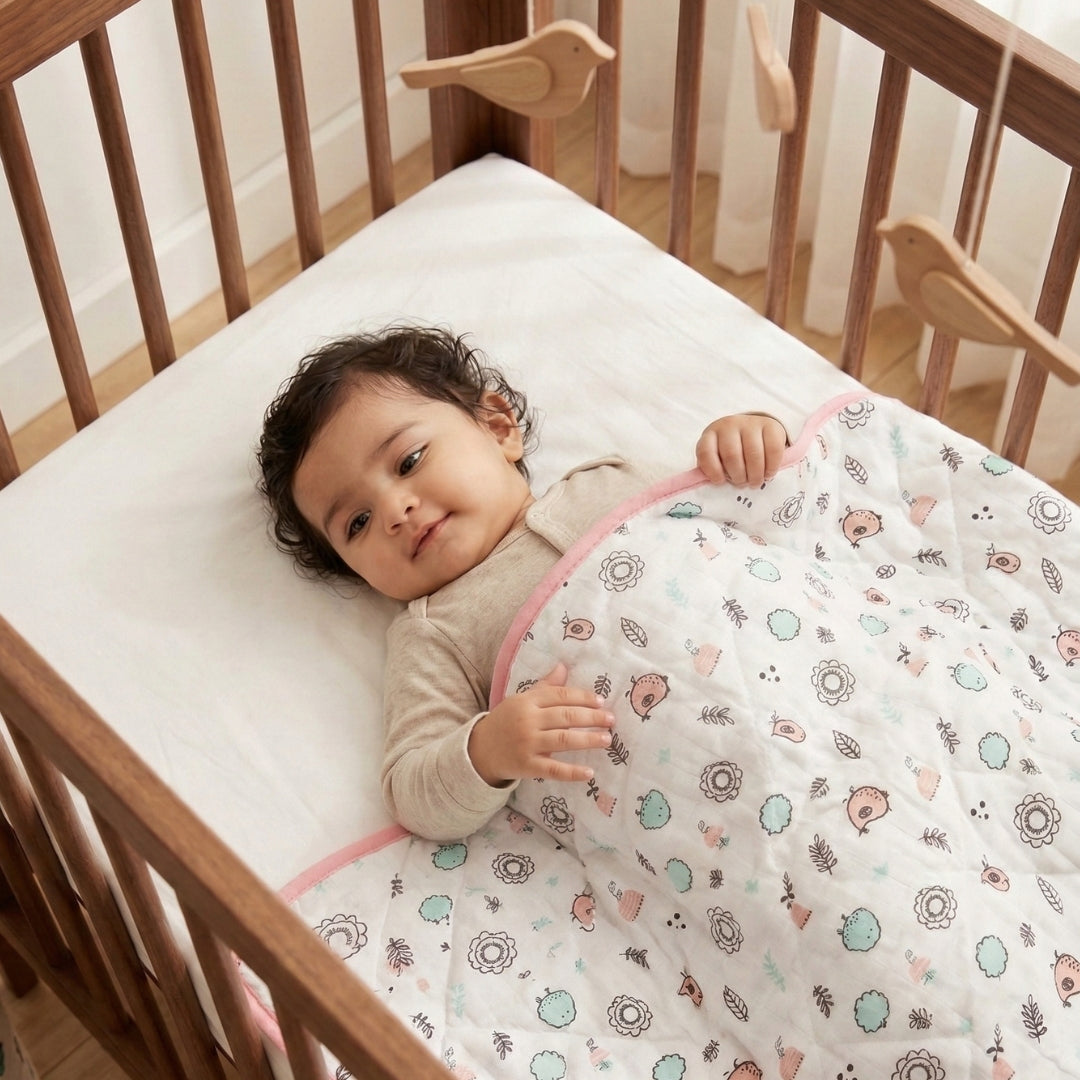 Pretty Birdie Organic Cotton Muslin Blanket - GOTS certified (40x50")