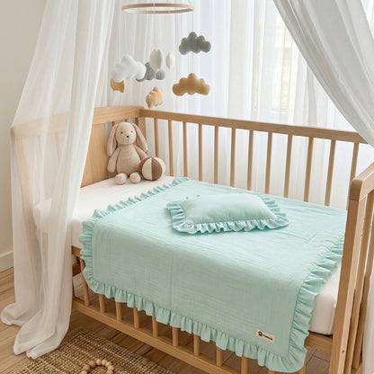 Snuggly Baby Muslin Blanket - 100% Organic Cotton, GOTS Certified - Mint