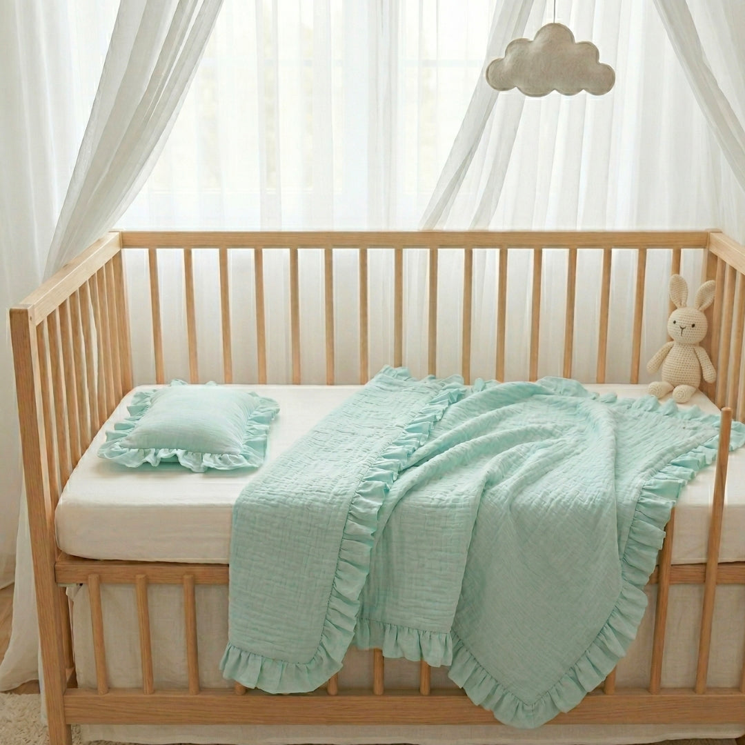 Snuggly Baby Muslin Blanket - 100% Organic Cotton, GOTS Certified - Mint