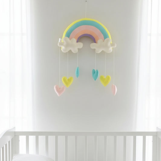 Rainbow & Hearts Nursery Wall Hanging - Bring Color and Joy to Kids Room