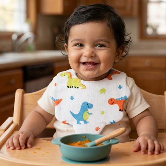 Ultra-Soft 100% Organic Cotton Muslin Baby Bibs - Dinosaur World