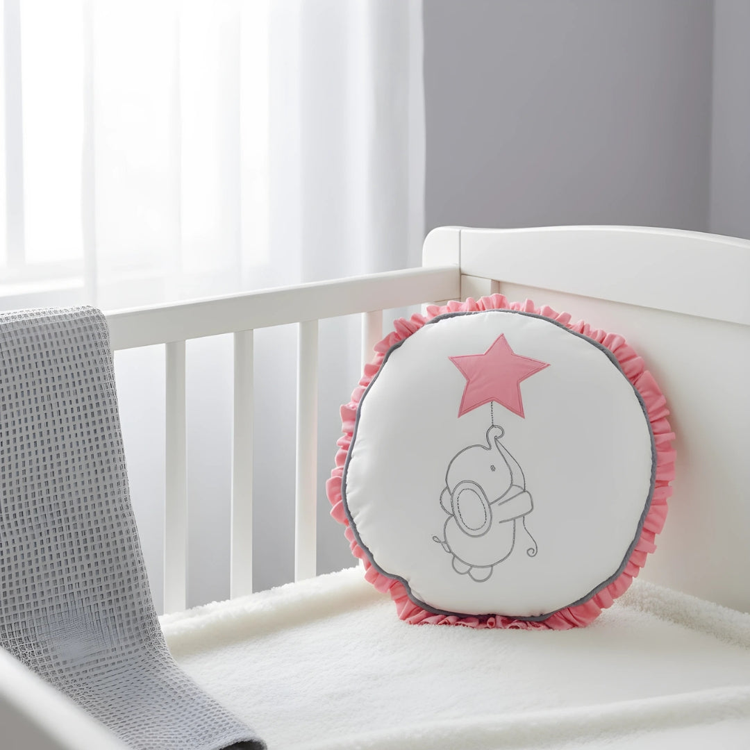 Twinkle Elephant Ruffle Round Cushion