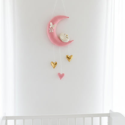 Swan on Moon Hanging-  Felt Fabric