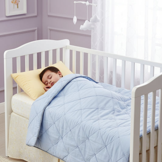 Sweet Blues Pleated Cotton Kids Quilt