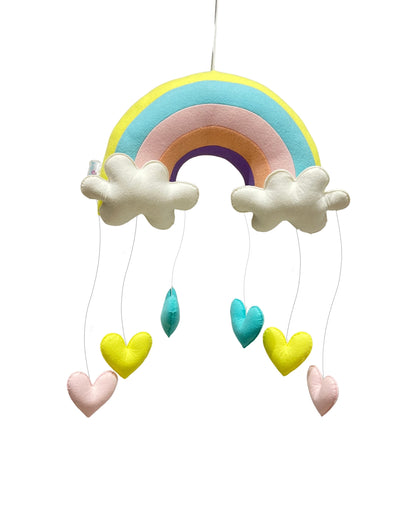 Rainbow & Hearts Nursery Wall Hanging - Bring Color and Joy to Kids Room
