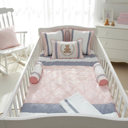 Teddy Stripes Bedding Set (Peach)