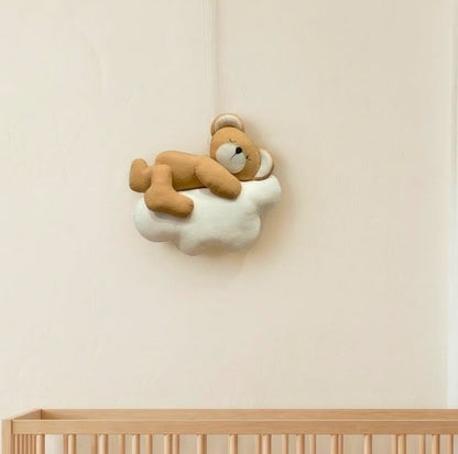 Sleepy Bear Cloud Felt Wall Hanging (Nursery Wall Decor)