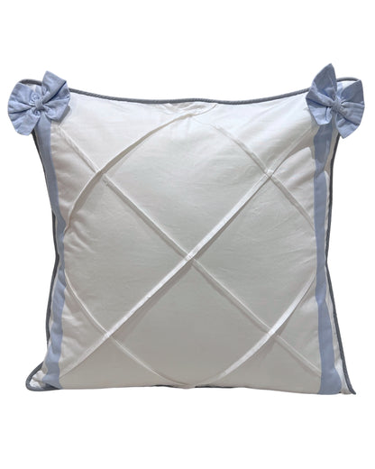 Bow-Trim Pleat Cotton Cushion Cover