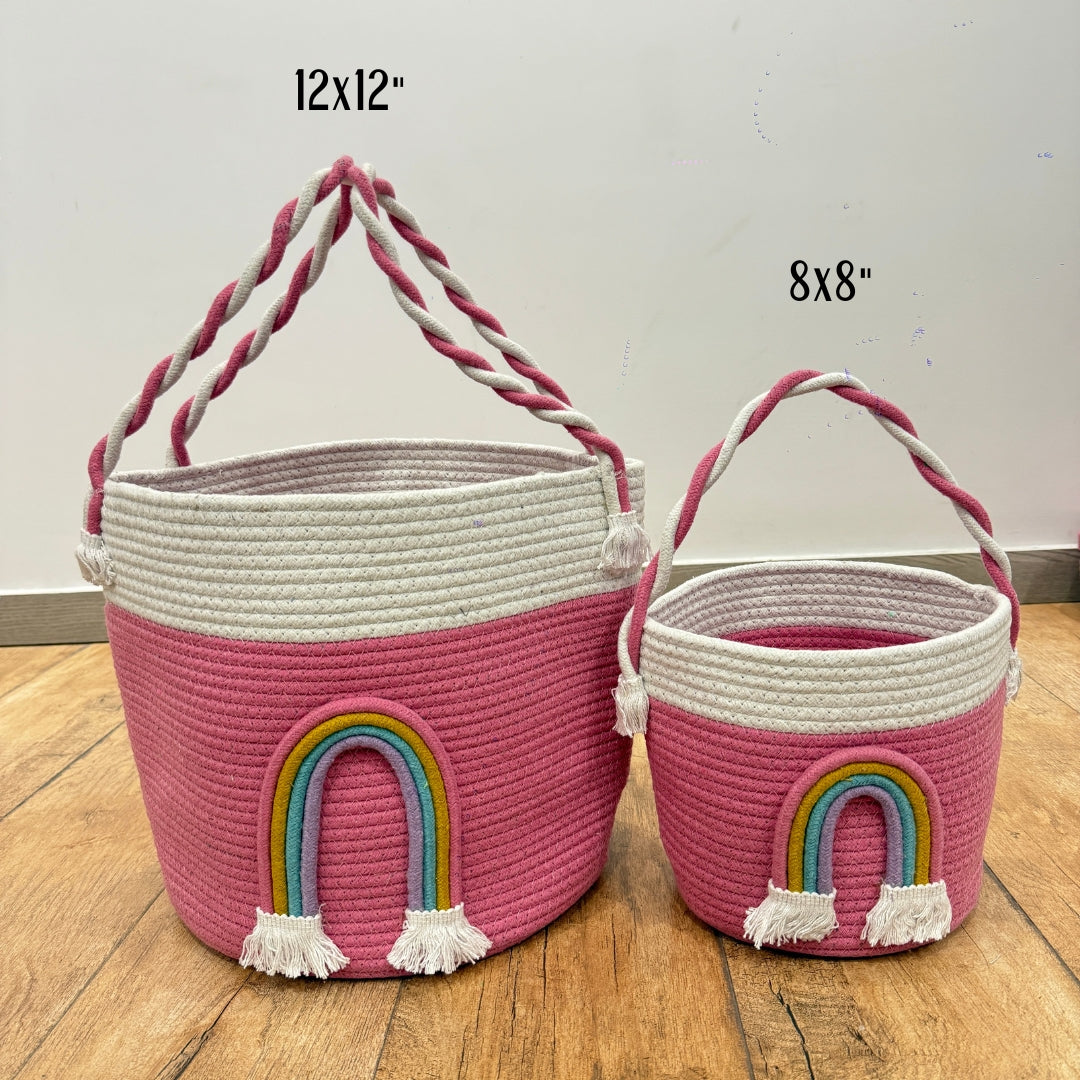 Rainbow Cuddles Carry Storage Basket (8x8")