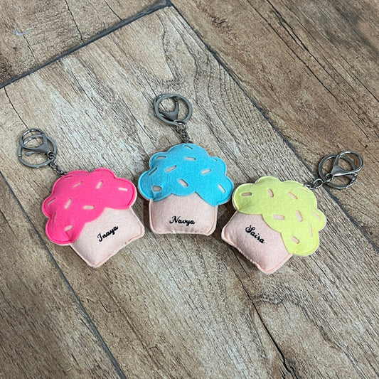 MonkiCharm Personalised Felt Keychains/Charms - Cupcake