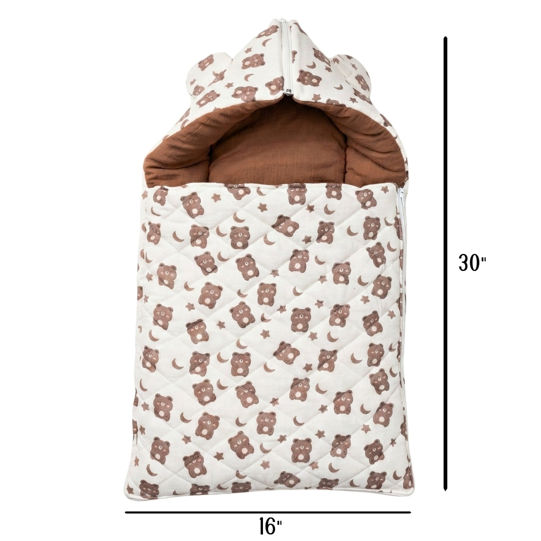 SnugPod Cotton Muslin Baby Sleeping Bag - Teddy World