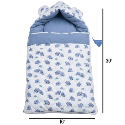 SnugPod Cotton Muslin Baby Sleeping Bag - Elephant Dreams