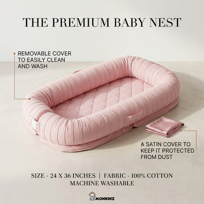 Baby Nest Bed & Lounger - Blush Pink