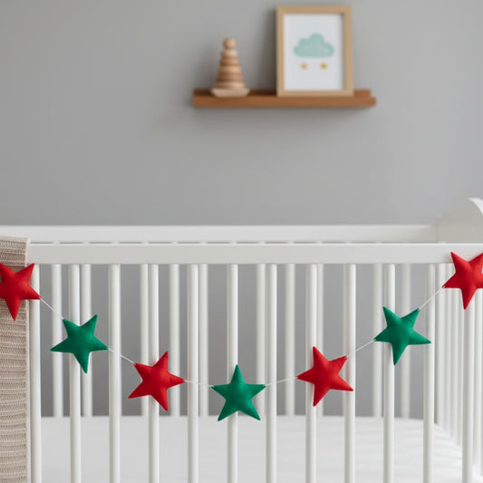 Red and Green Reusable Star Bunting for Kids Room & Birthday Party Backdrop