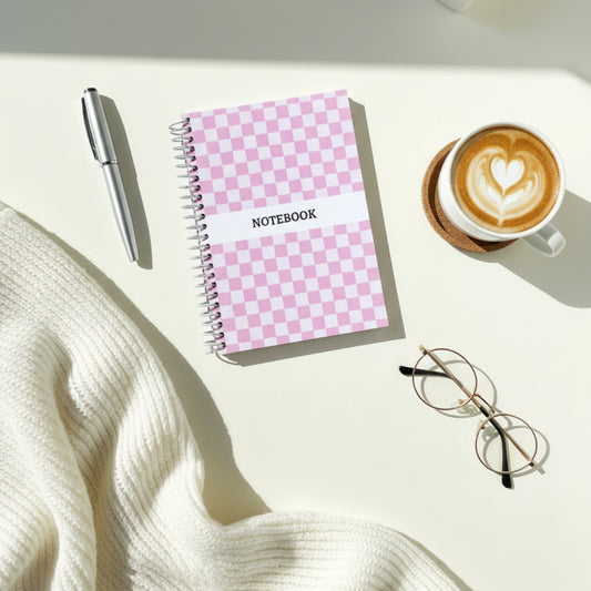 Blush Gingham A5 Ruled Notebook