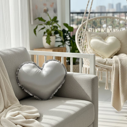 Satin Heart Throw Pillow – Decorative Cushion