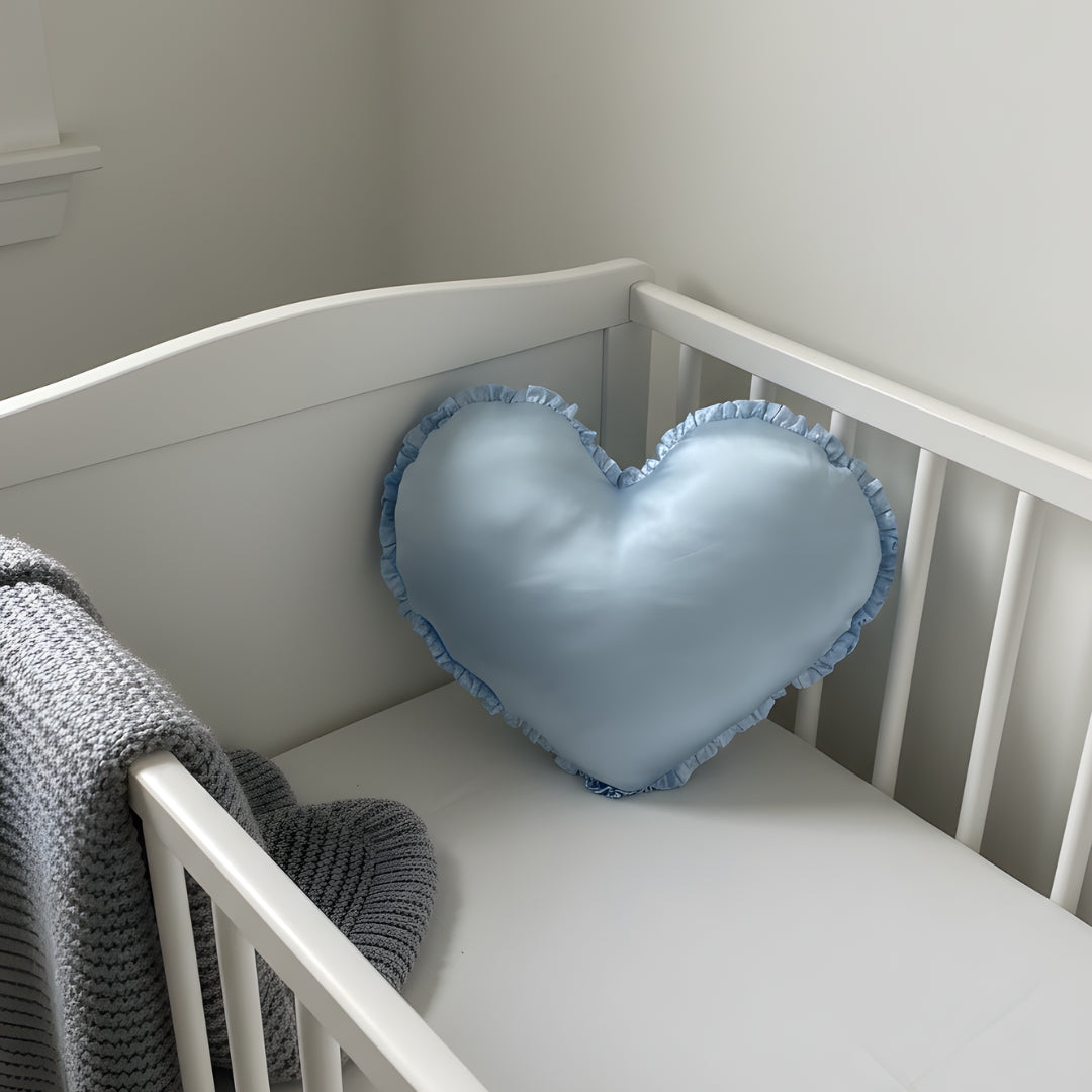 Satin Heart Throw Pillow – Decorative Cushion