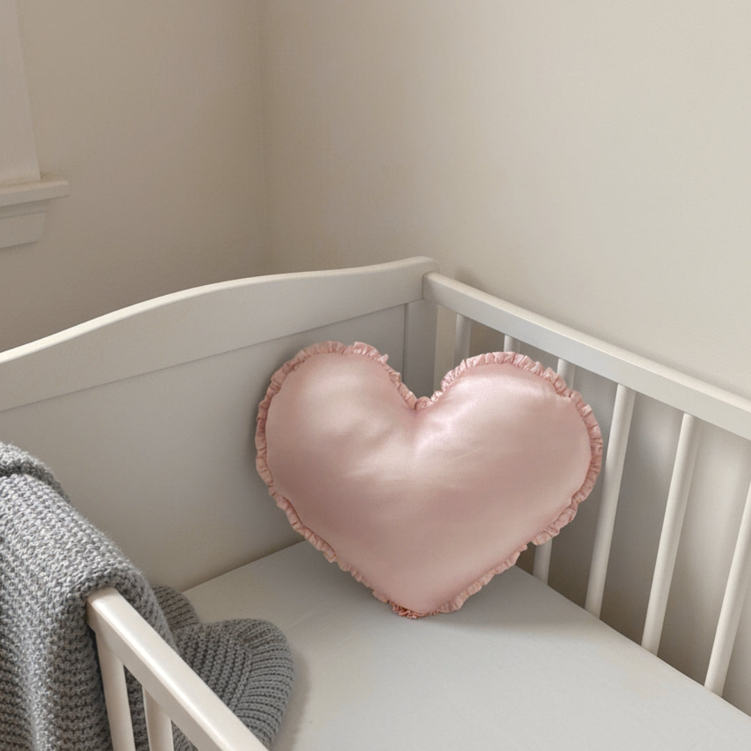 Satin Heart Throw Pillow – Decorative Cushion