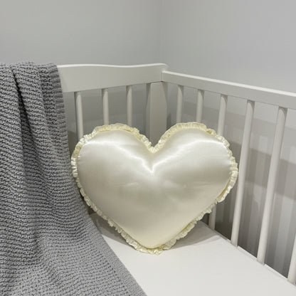Satin Heart Throw Pillow – Decorative Cushion