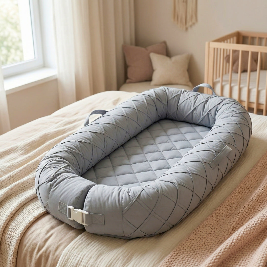 Baby Nest Bed & Lounger - Grey