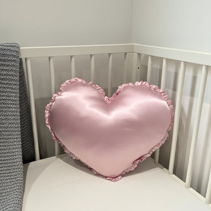 Satin Heart Throw Pillow – Decorative Cushion