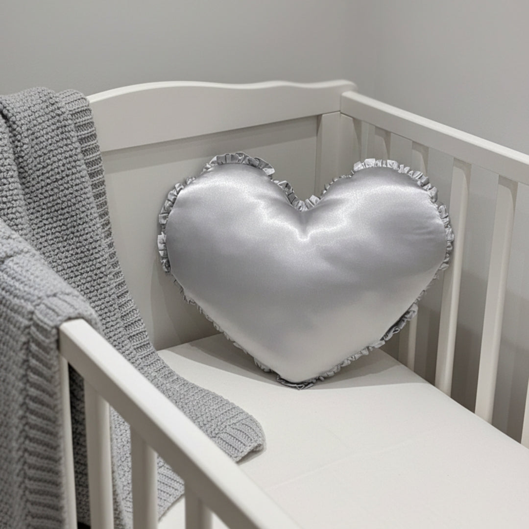 Satin Heart Throw Pillow – Decorative Cushion