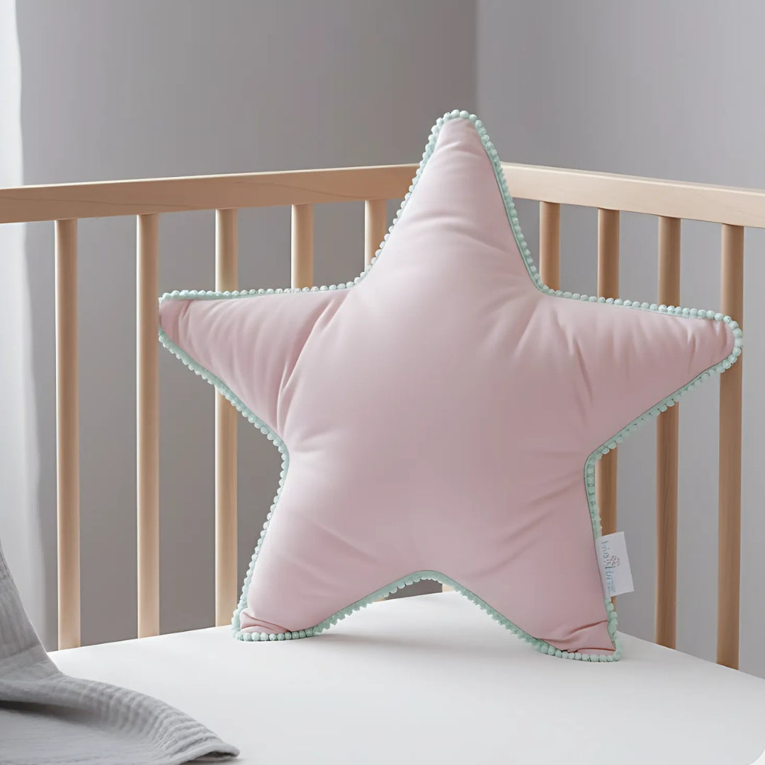 Colourful Pom Pom Star Shaped Cushion- Playful and Cozy