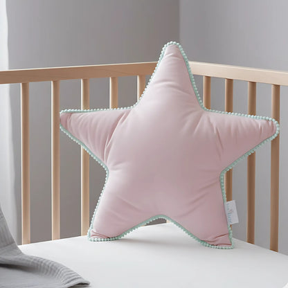 Colourful Pom Pom Star Shaped Cushion- Playful and Cozy
