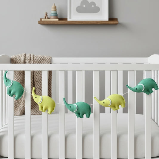 Elephant Bunting - Green/Lemon