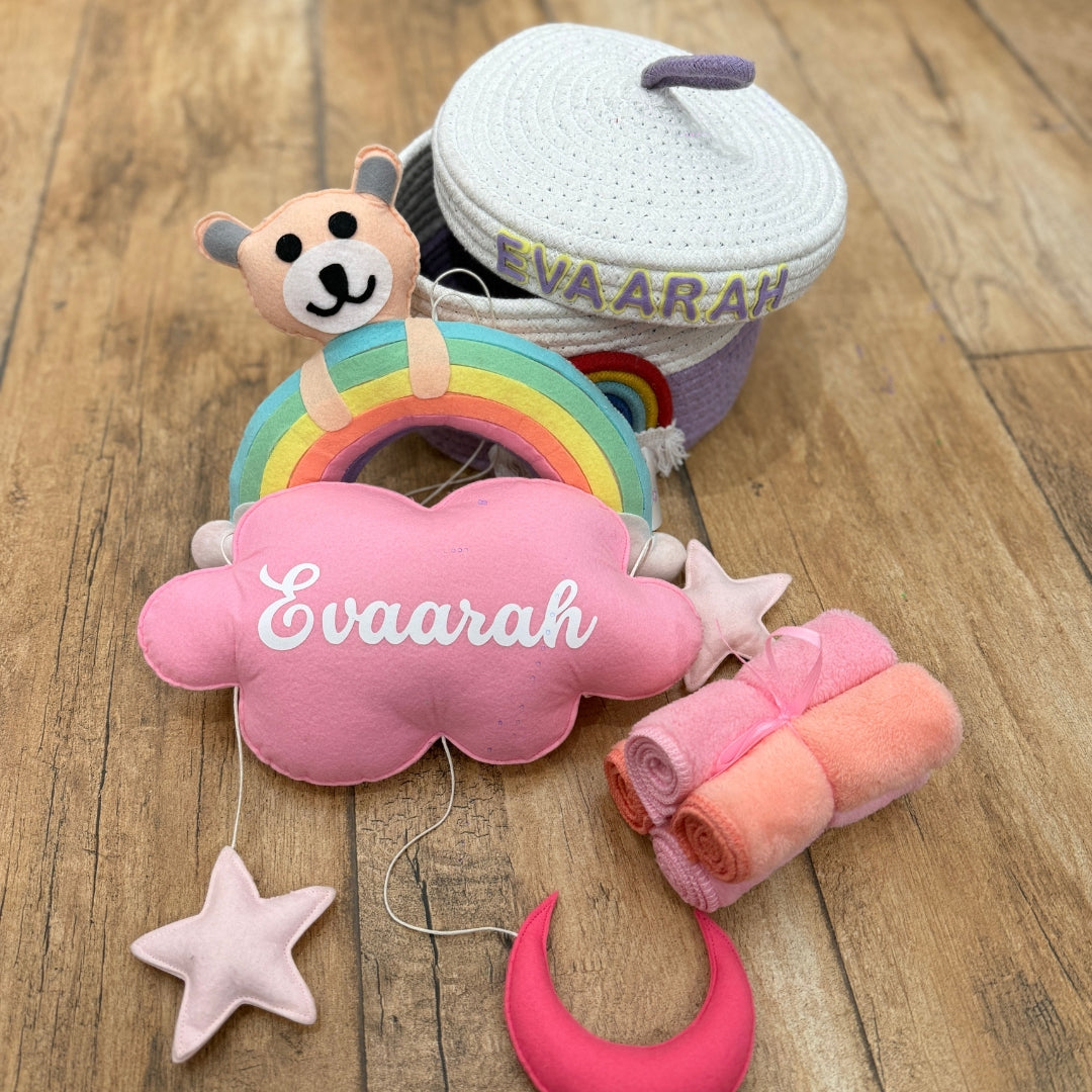 Rainbow Bear Baby Girl Personalised Hamper