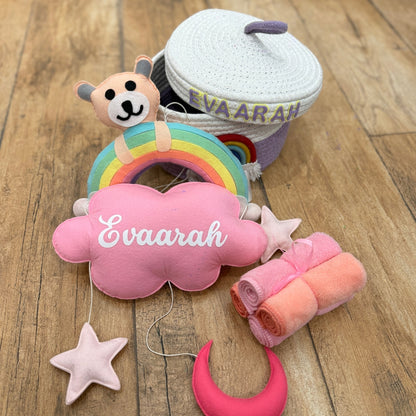 Rainbow Bear Baby Girl Personalised Hamper