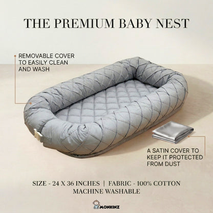 Baby Nest Bed & Lounger - Grey