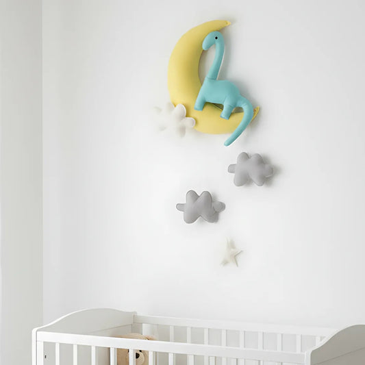 Dino on the Moon – Felt Nursery Wall Hanging