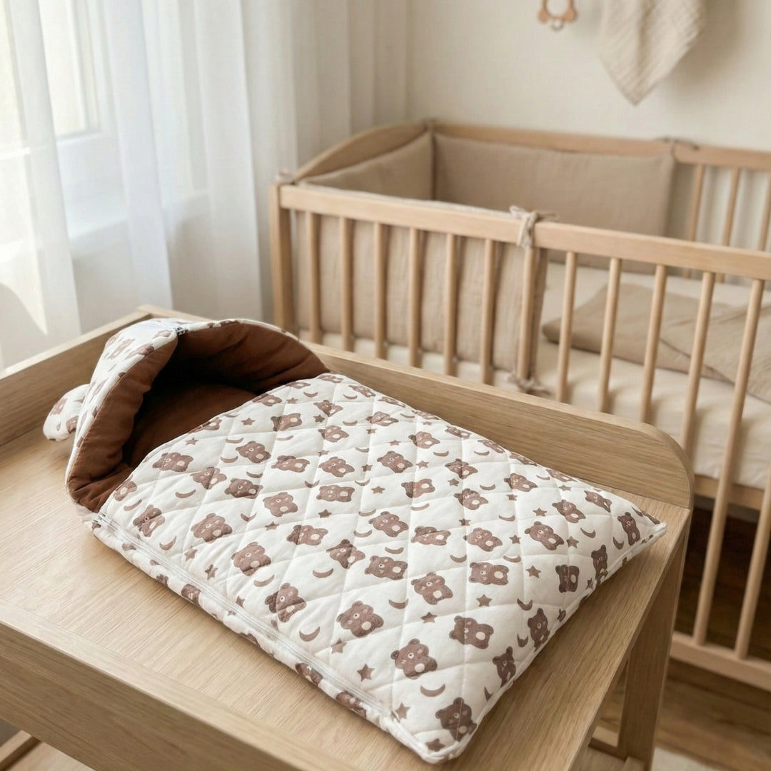 SnugPod Cotton Muslin Baby Sleeping Bag - Teddy World