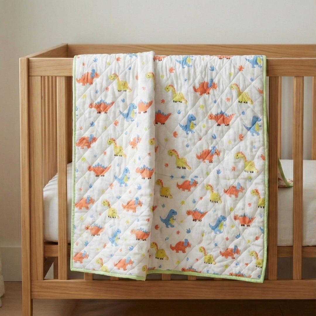 Jurassic Joy Organic Cotton Muslin Blanket - GOTS certified (40x50")