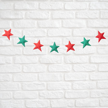 Red and Green Reusable Star Bunting for Kids Room & Birthday Party Backdrop