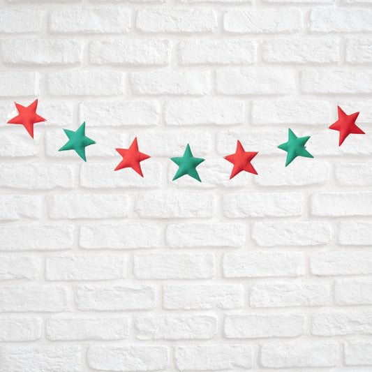 Red and Green Reusable Star Bunting for Kids Room & Birthday Party Backdrop
