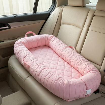 baby nest, baby nest bed, newborn lounger, infant lounger, cotton baby nest, portable baby lounger, baby nest with removable cover, baby lounger washable, newborn gift, baby shower gift, nursery essential
